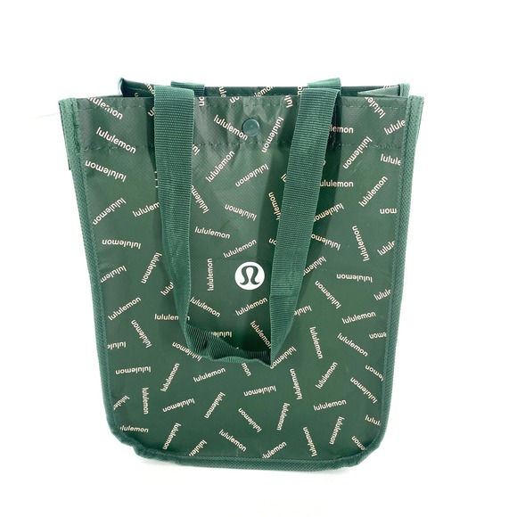 Lululemon Green Reusable Shopping Tote Bag Logo Print Grocery Bag - Picture 1 of 6